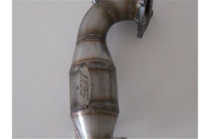 Downpipe con catalizzatore modello corto (flangia a bulloni) acciaio inox Aros Fiat 500 Abarth 1.4 Turbo (135 HP)