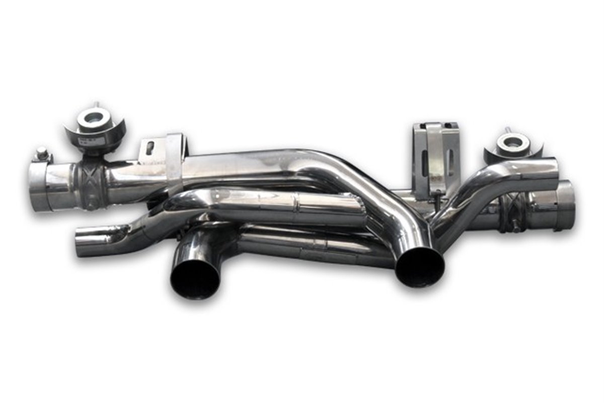 Terminal exhaust with central stainless steel tailpipes Porsche 911 Carrera S 991.2 style pipes from 2015 to 2019