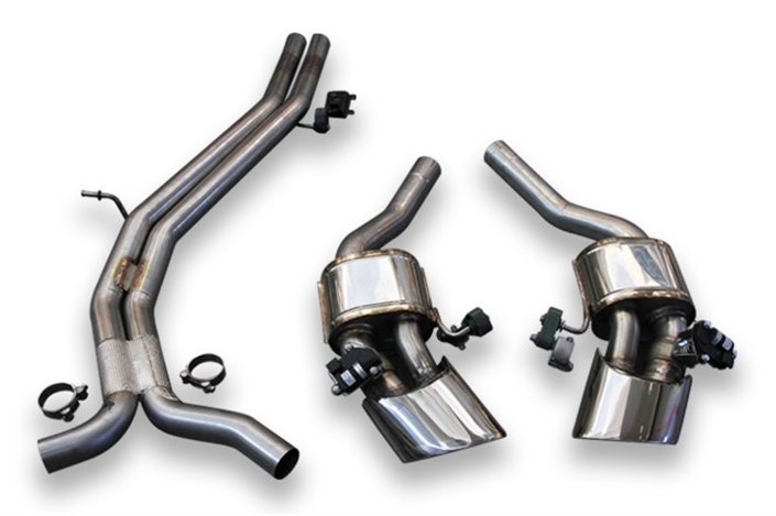 Terminal exhaust kit with polished stainless steel oval tailpipes Style pipes Audi RS4 Avant and RS5 Sportback B9 from 2018