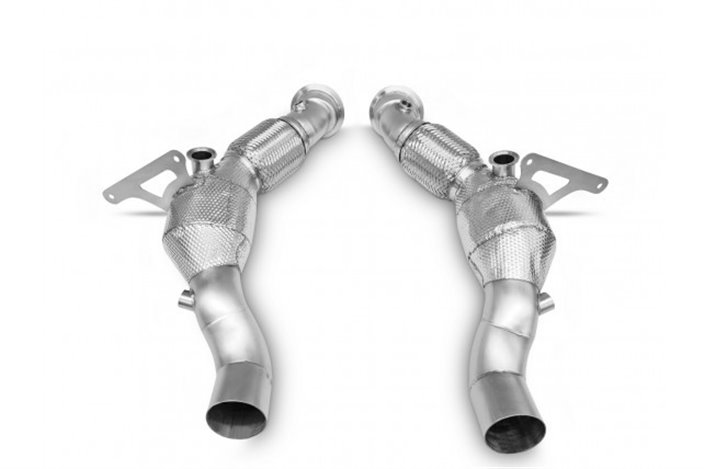 Stainless steel racing decatalyst downpipe kit Ferrari F8 Turbo style pipes from 2020