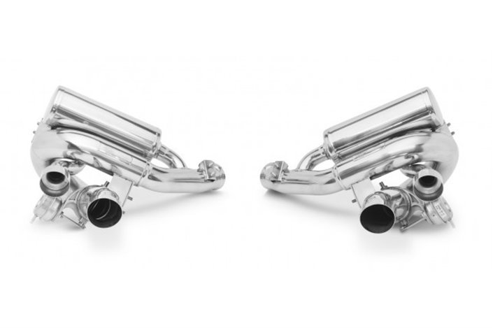 Terminal exhaust kit with stainless steel valve Ferrari California T style pipes from 2014 to 2018