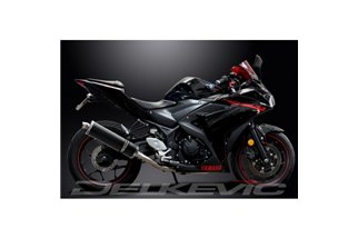 YZFR3 YZF-R3 2015-2024 / SILENZIATORE OVALE IN FIBRA DI CARBONIO DA 450 MM (18 POLLICI) SISTEMA COMPLETO 2-1