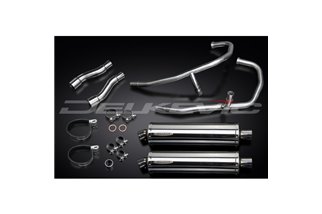 SISTEMA DI SCARICO COMPLETO 2-2 KAWASAKI GPZ500S SILENZIATORI BSAU OVALI INOX DA 450 MM