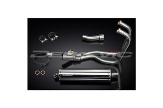 KAWASAKI ER5 1996-07 FULL EXHAUST SYSTEM 450MM STAINLESS OVAL SILENCER