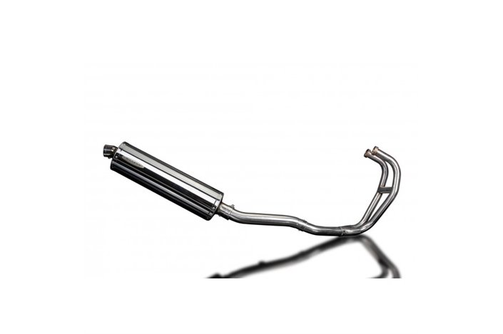 KAWASAKI GPZ500S FULL 2-1 EXHAUST SYSTEM 450MM STAINLESS OVAL BSAU SILENCER