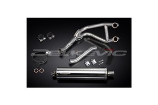 SISTEMA DI SCARICO COMPLETO 2-1 KAWASAKI GPZ500S SILENZIATORE BSAU OVALE INOX DA 450 MM