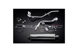 SUZUKI DR125SM 2009-14 FULL EXHAUST SYSTEM 450MM STAINLESS OVAL BSAU SILENCER