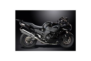 KAWASAKI ZZR1400 08-11 SISTEMA DI SCARICO 4-2 450MM SILENZIATORI BSAU OVALI INOX