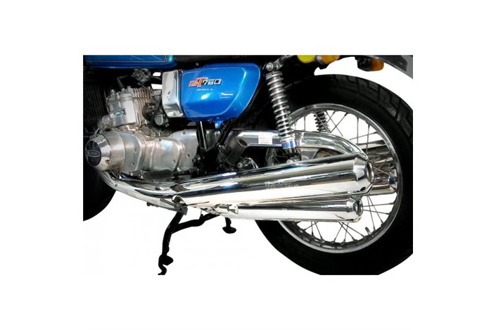 SUZUKI GT750 M/A/B 75-77 KETTLE FULL EXHAUST SYSTEM CHROMED OEM REPLICA