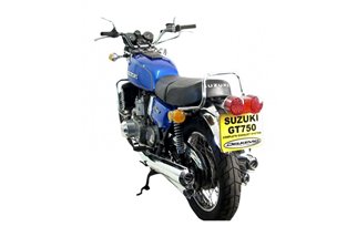 SUZUKI GT750 M/A/B 75-77 KETTLE SISTEMA DI SCARICO COMPLETO CROMATO OEM REPLICA