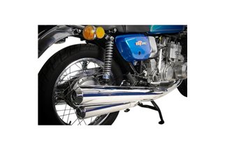 SUZUKI GT750 M/A/B 75-77 KETTLE SISTEMA DI SCARICO COMPLETO CROMATO OEM REPLICA