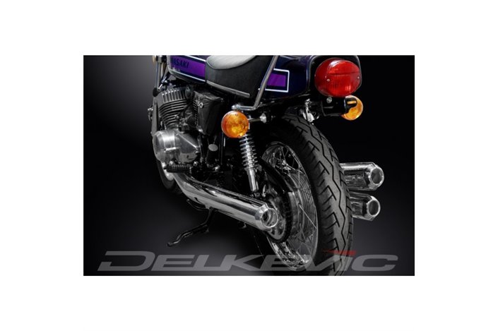 KAWASAKI H2B H2C 1974-1975 COMPLETE REPLICA CHROME DELKEVIC EXHAUST SYSTEM