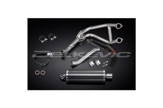 SISTEMA DI SCARICO COMPLETO 2-1 KAWASAKI GPZ500S SILENZIATORE BSAU OVALE IN CARBONIO DA 350 MM