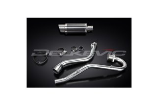 SISTEMA DI SCARICO COMPLETO HONDA XR125L 2003-2010 SILENZIATORE TONDO IN CARBONIO DA 200 MM