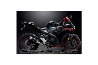 YZFR3 YZF-R3 2015-2024 / MINI 200MM (8 POLLICI) SILENZIATORE TONDO IN FIBRA DI CARBONIO SISTEMA COMPLETO 2-1