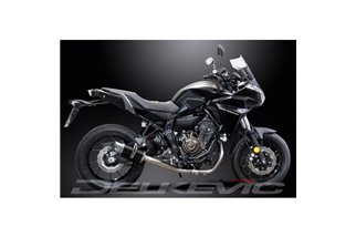 TRACER 700 2016-2019 / FJ-07 2017 / MINI 200MM (8 POLLICI) SILENZIATORE TONDO IN FIBRA DI CARBONIO 2-1 SISTEMA COMPLETO