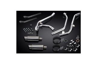 SUZUKI SV650 98-02 FULL 2-2 EXHAUST SYSTEM 200MM STAINLESS ROUND SILENCERS