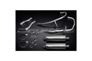 SISTEMA DI SCARICO COMPLETO 2-2 KAWASAKI GPZ500S SILENZIATORI BSAU OVALI INOX DA 350 MM