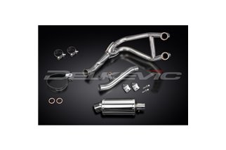 SISTEMA DI SCARICO COMPLETO 2-1 KAWASAKI GPZ500S SILENZIATORE OVALE INOX DA 225 MM