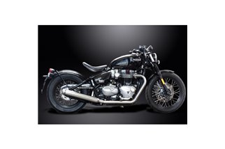 TRIUMPH BONNEVILLE BOBBER 2017-22 FULL EXHAUST 550MM CUSTOM SILENCER BULL NOSE