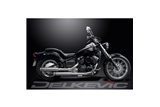 YAMAHA XVS650A DRAGSTAR 04-16 SCARICO COMPLETO 2-2 SILENZIATORE PERSONALIZZATO DA 410 MM BULL NOSE