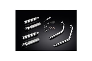 KAWASAKI VN900 08-16 FULL 2-2 EXHAUST SYSTEM 410MM CUSTOM SILENCER SLASH CUT