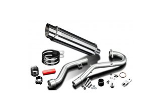 SUZUKI DR350 1990-1999 SCARICO COMPLETO 350MM SILENZIATORE TONDO IN ACCIAIO INOX CAN