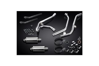 SUZUKI SV650 98-02 SISTEMA DI SCARICO COMPLETO 2-2 SILENZIATORI OVALI INOX DA 225 MM