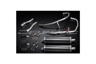 SISTEMA DI SCARICO COMPLETO 2-2 KAWASAKI GPZ500S SILENZIATORI BSAU OVALI IN CARBONIO DA 450 MM