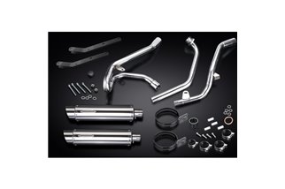 SUZUKI SV650 98-02 FULL 2-2 EXHAUST SYSTEM 350MM STAINLESS ROUND BSAU SILENCERS