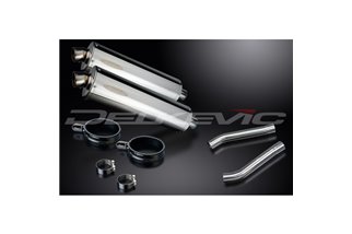 KAWASAKI KLV1000 04-05 450MM OVAL STAINLESS BSAU SILENCER EXHAUST KIT