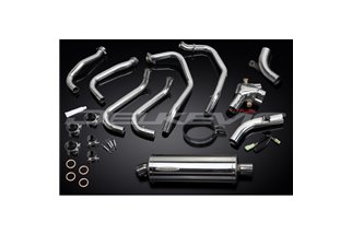 HONDA VFR800FI 98-01 FULL EXHAUST SYSTEM 350MM STAINLESS OVAL BSAU SILENCER