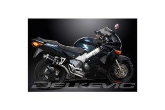 VFR800FI 1897-2002 / DS70 SILENZIATORE OVALE IN FIBRA DI CARBONIO HI-LEVEL DA 225 MM (9 POLLICI) SISTEMA COMPLETO 4-1