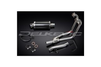 SUZUKI GS500 E/F 1989-2009 SISTEMA DI SCARICO COMPLETO 2-1 SILENZIATORE OVALE IN CARBONIO DA 225 MM