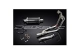 SUZUKI GS500 E/F 1989-2009 SISTEMA DI SCARICO COMPLETO 2-1 SILENZIATORE OVALE IN CARBONIO DA 225 MM