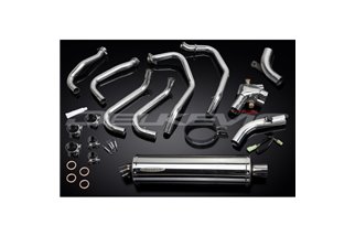 HONDA VFR800FI 98-01 FULL EXHAUST SYSTEM 450MM STAINLESS OVAL BSAU SILENCER