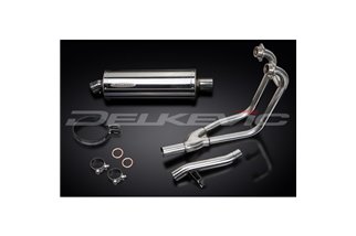 SUZUKI GS500 E/F 1989-2009 SISTEMA DI SCARICO COMPLETO 2-1 SILENZIATORE OVALE IN ACCIAIO INOX DA 350 MM