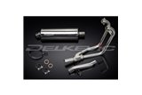 SUZUKI GS500 E/F 1989-2009 SISTEMA DI SCARICO COMPLETO 2-1 SILENZIATORE OVALE IN ACCIAIO INOX DA 350 MM