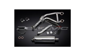 SISTEMA DI SCARICO COMPLETO 2-1 KAWASAKI GPZ500S SILENZIATORE BSAU OVALE INOX DA 350 MM