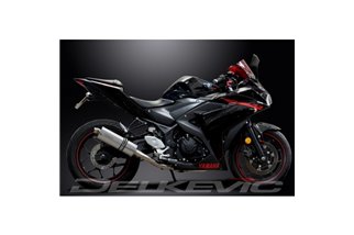 YZFR3 YZF-R3 2015-2024 / SILENZIATORE OVALE 350MM (14 POLLICI) SISTEMA COMPLETO 2-1 ACCIAIO INOX 304