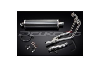 SUZUKI GS500 E/F 1989-2009 SISTEMA DI SCARICO COMPLETO 2-1 SILENZIATORE OVALE IN CARBONIO DA 450 MM