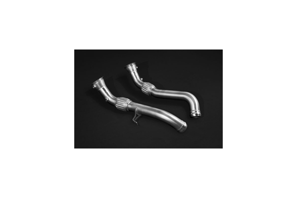 Stainless steel decatalyst downpipe with thermal blankets capristo mclaren m838t/e 02ML11103005